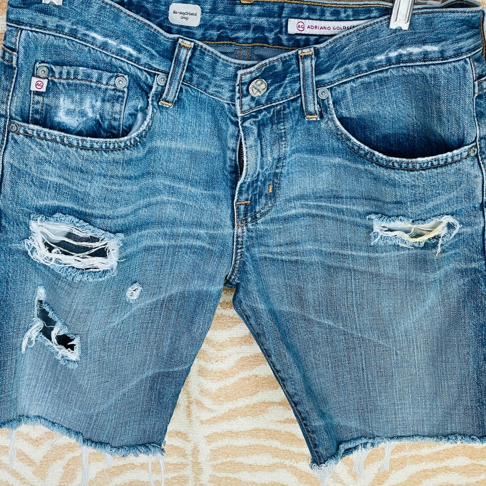 AG crop distressed Jean shorts